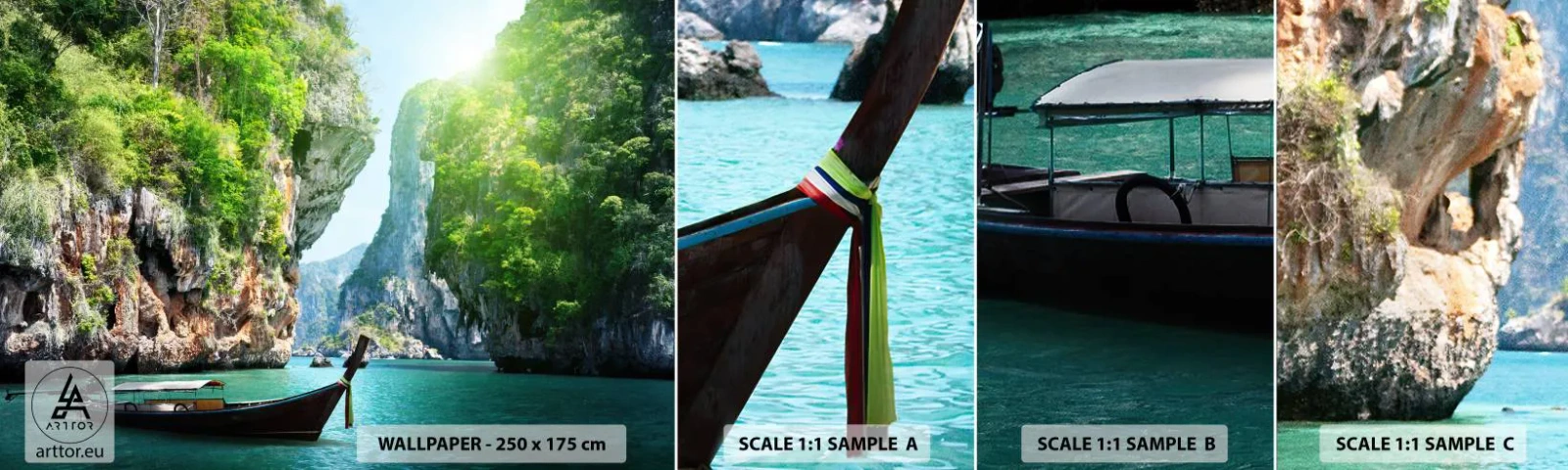 Fototapetenmuster Standard Eco - Eine Einladung zu einer exotischen Reise - Landschaft, Thailand, Meer - 100x30 cm