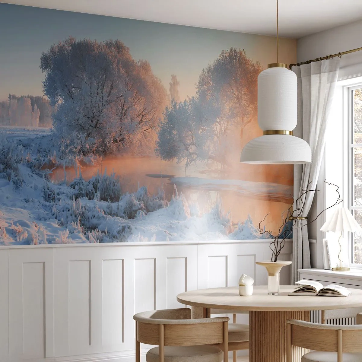 Fototapete Standard Eco - Alles im Kristall glänzt in der Sonne - Landschaft, Winter, Fluss - 400x280 cm