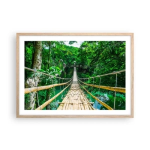 Poster in einem Rahmen aus heller Eiche - Monkey Bridge über das Grün - 70x50 cm