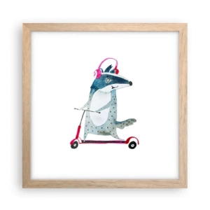 Poster in einem Rahmen aus heller Eiche - Dachsfreude - 30x30 cm