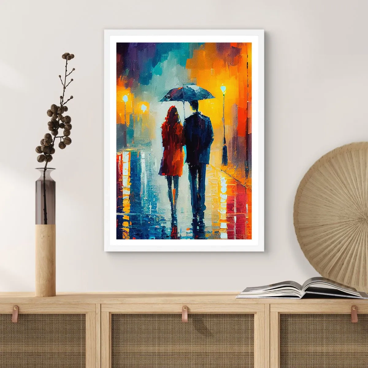 Poster in einem weißen Rahmen - Gemeinsam – eine bunte Nacht - 61x91 cm