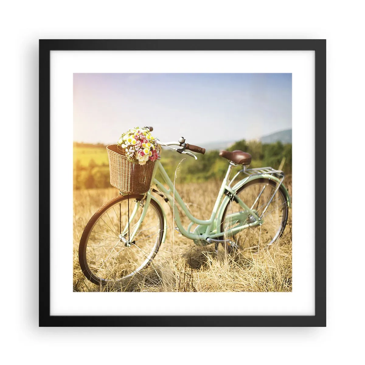 Poster in einem schwarzem Rahmen - Ich bleibe eine Weile hier - 40x40 cm