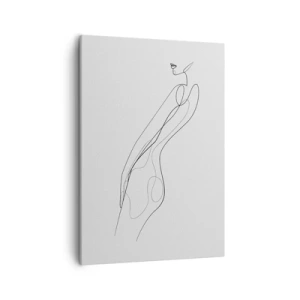 Bild auf Leinwand - Leinwandbild - Eine minimalistische Linie, die eine Silhouette vor einem hellen Hintergrund zeigt - 50x70cm - Bloß ein Versprechen - Moderne Wanddekoration für Wohnzimmer und Schlafzimmer ARTTOR