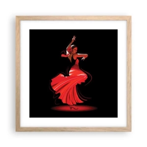 Poster in einem Rahmen aus heller Eiche - Der feurige Geist des Flamenco - 40x40 cm