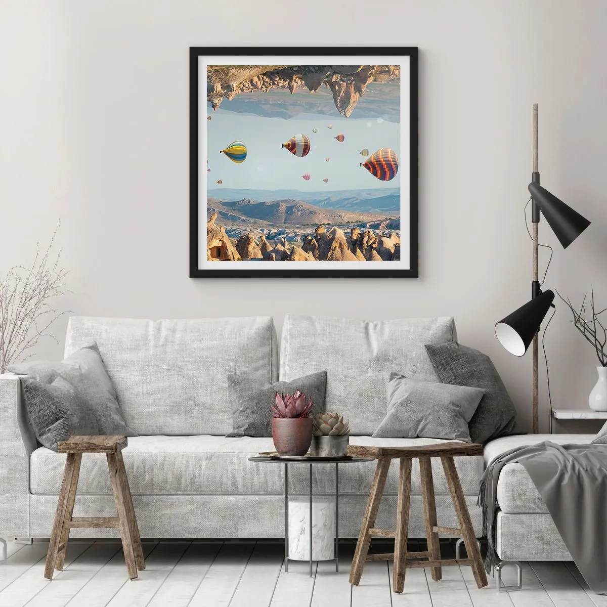 Poster in einem schwarzem Rahmen - Hier ist alles möglich - 40x40 cm