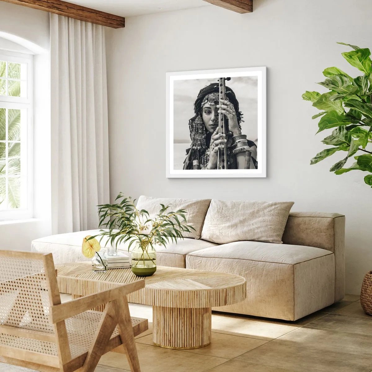 Poster in einem weißen Rahmen - Die Musik des Orients selbst - 50x50 cm