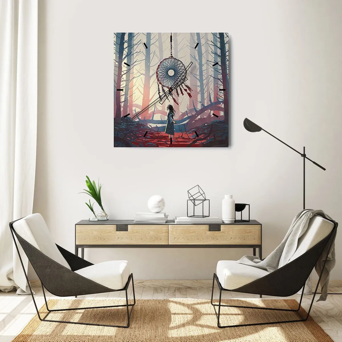 Wanduhr - Glasuhr - Geheimes Glücksritual - 40x40 cm