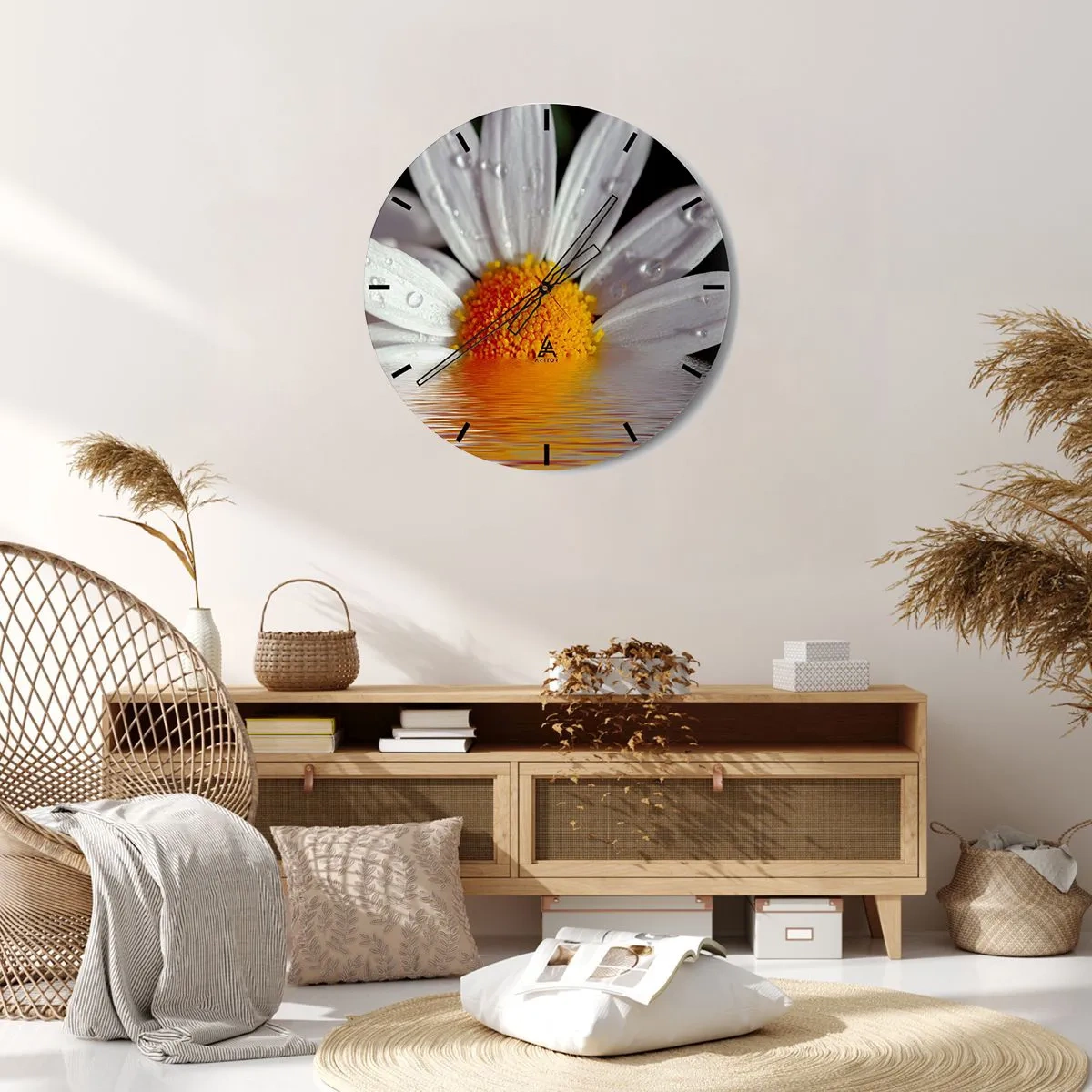 Wanduhr - Glasuhr - Die aufgehende Sonne der Gänseblümchen - 40x40 cm