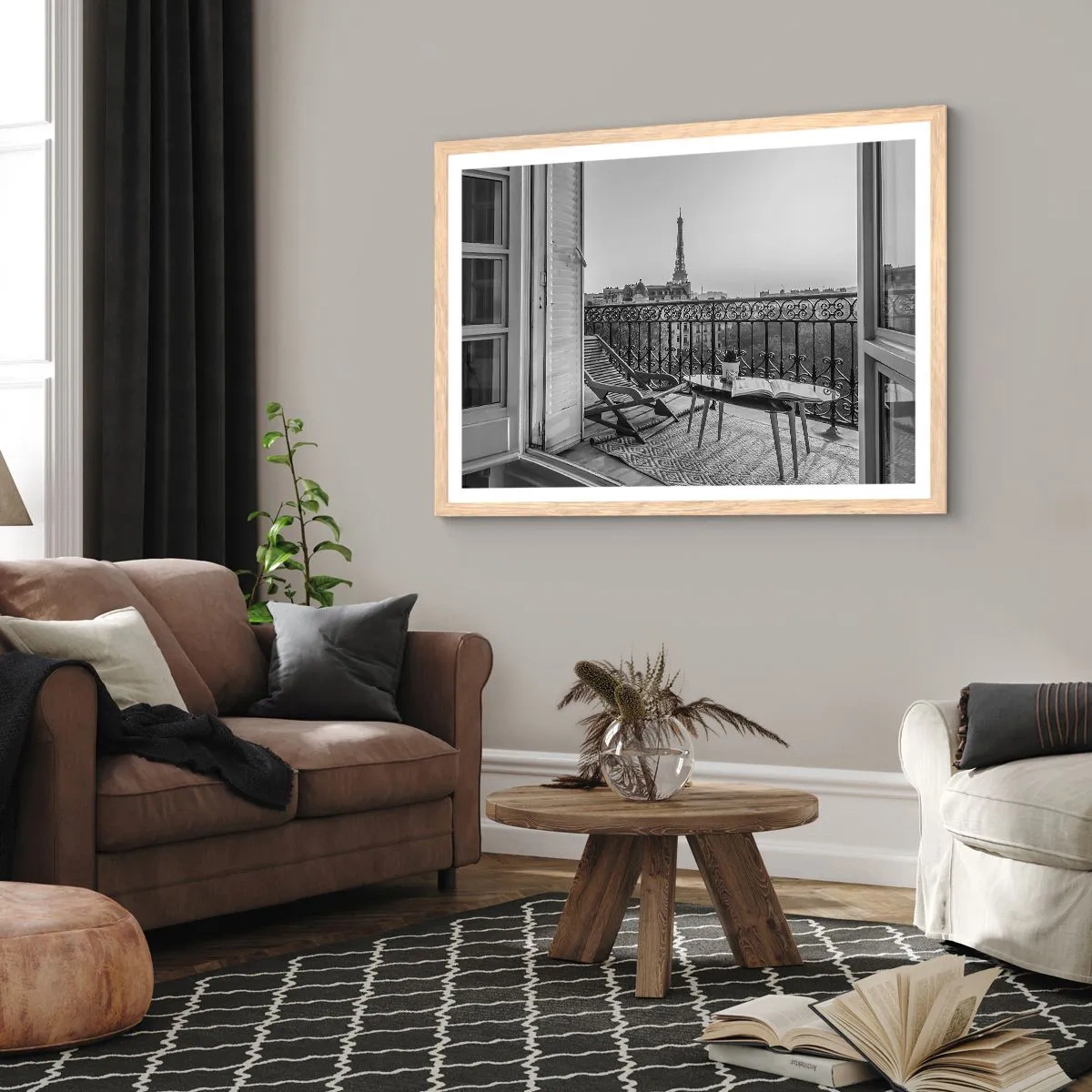 Poster in einem Rahmen aus heller Eiche - Pariser Nachmittag - 40x30 cm