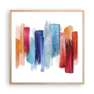 Poster in einem Rahmen aus heller Eiche - Auf und ab - 60x60 cm