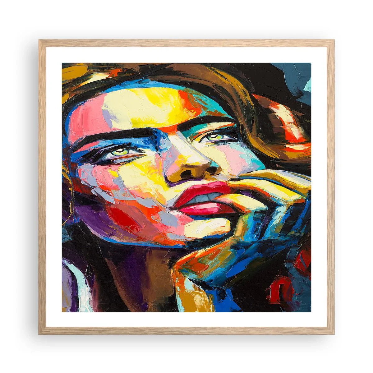 Poster in einem Rahmen aus heller Eiche - Träume fliegen am Himmel wie Vögel - 60x60 cm