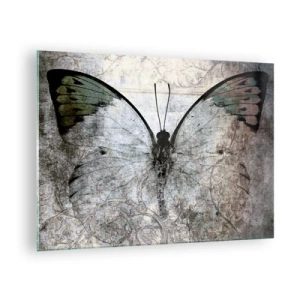 Glasbild - Bild auf glas - Abstrakter Schmetterling auf dem Hintergrund eines alten Ornaments - 70x50cm - Im Jugendstil - Moderne Wanddekoration für Wohnzimmer und Schlafzimmer ARTTOR