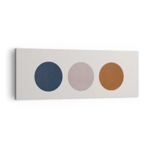 Bild auf Leinwand - Leinwandbild - Eine minimalistische Komposition mit drei farbigen Kreisen - 140x50cm - Ein Symbol für Exzellenz - Moderne Wanddekoration für Wohnzimmer und Schlafzimmer ARTTOR