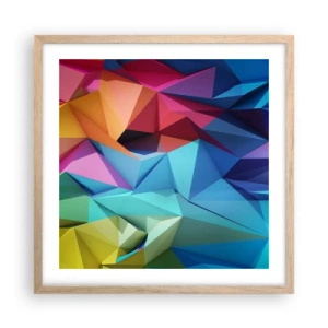 Poster in einem Rahmen aus heller Eiche - Regenbogen-Origami - 50x50 cm