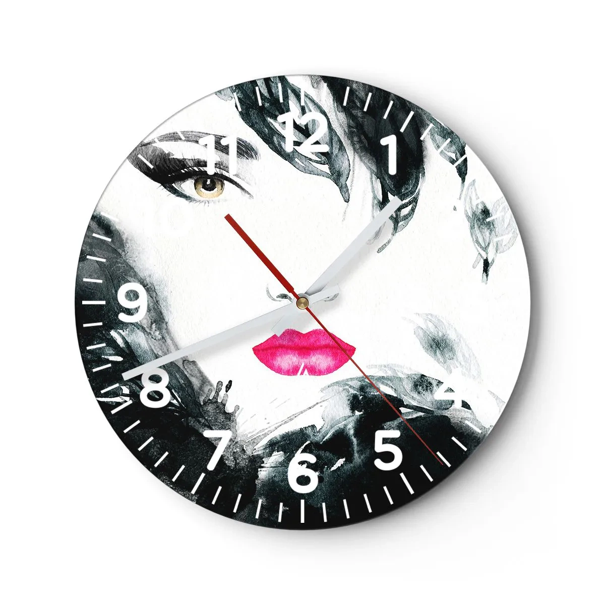 Wanduhr - Glasuhr - Beachtung! Femme fatale - 40x40 cm