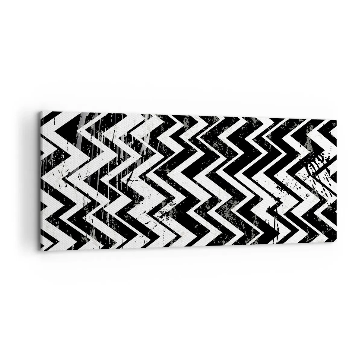 Bild auf Leinwand - Leinwandbild - Zick-weiß, Zack-schwarz - 100x40 cm