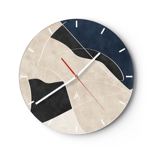 Wanduhr - Glasuhr - Abstrakte Komposition – Farbkontrast - 40x40 cm