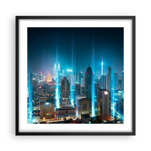 Poster in einem schwarzem Rahmen - Auf Berliner Art gegen den Himmel - 50x50 cm