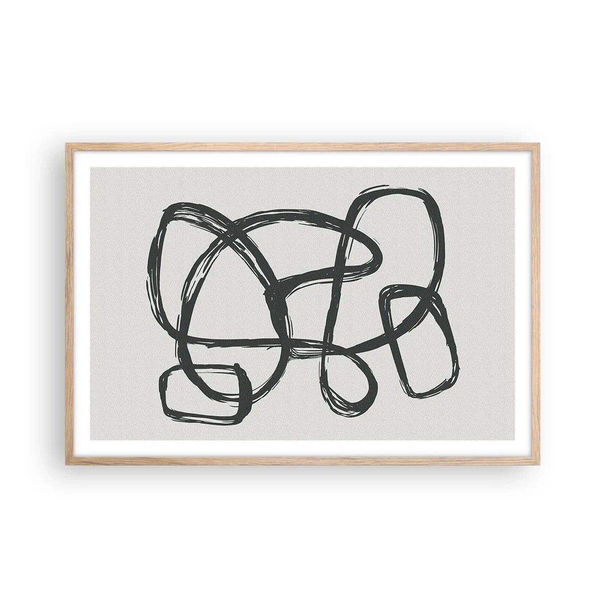 Poster in einem Rahmen aus heller Eiche - Schleifenabstraktion - 91x61 cm