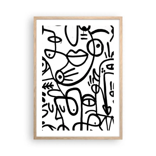 Poster in einem Rahmen aus heller Eiche - Gesichter und Luftspiegelungen - 50x70 cm