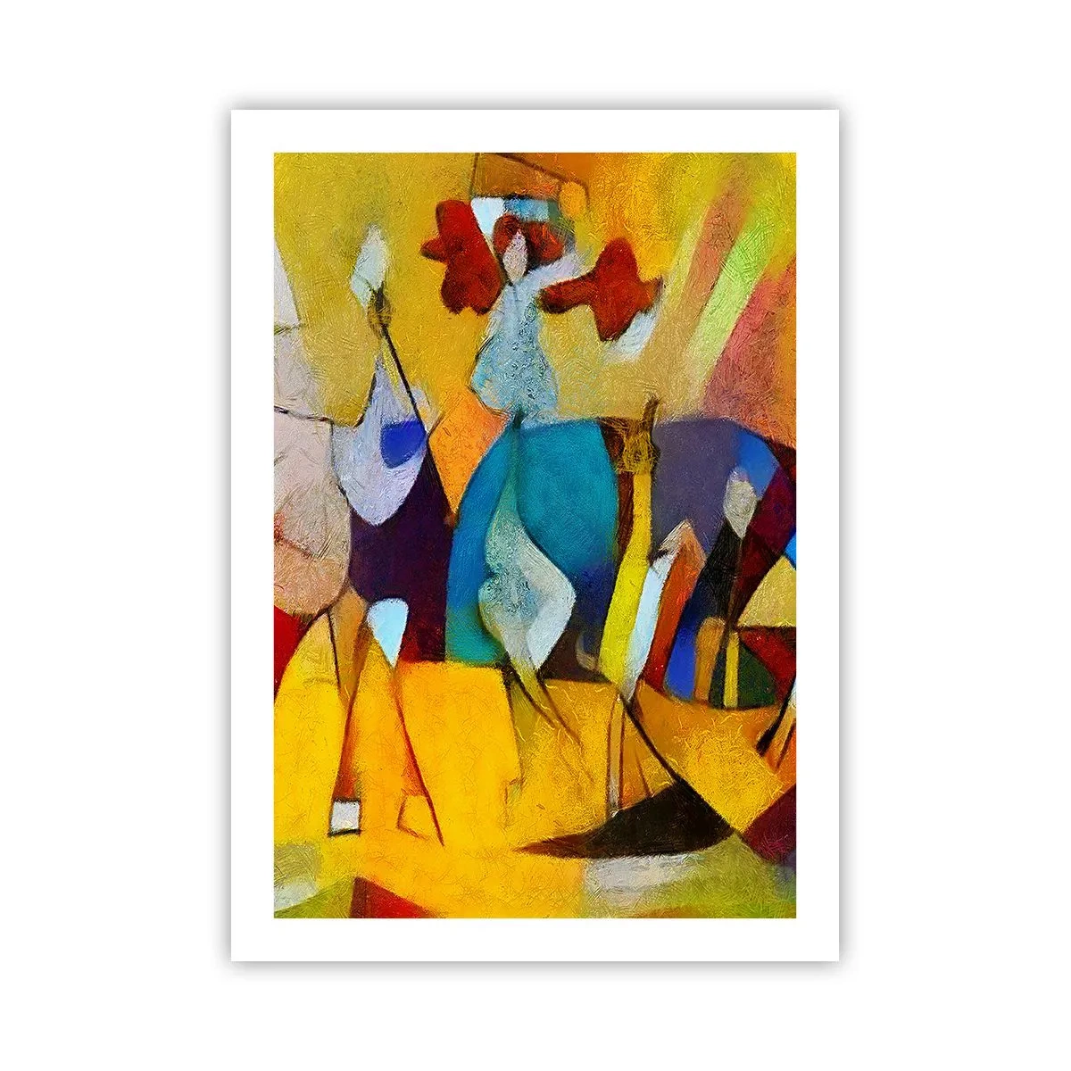 Poster - Bunte Figuren im abstrakten Stil - 50x70cm - Sonne - Leben - Freude - Moderne Wanddekoration für Wohnzimmer und Schlafzimmer ARTTOR