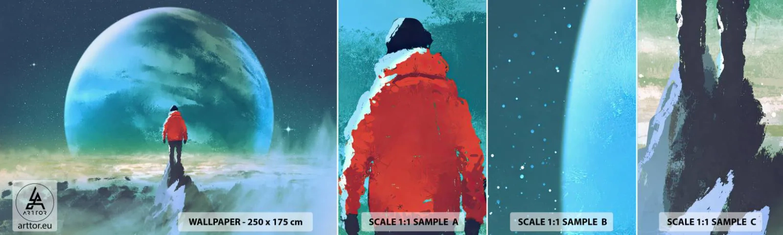 Fototapeten Muster Selbstklebend Deluxe Sticker - Entdecker des neuen Landes - Abstraktion, Fantasie, Planet Erde - 100x30 cm