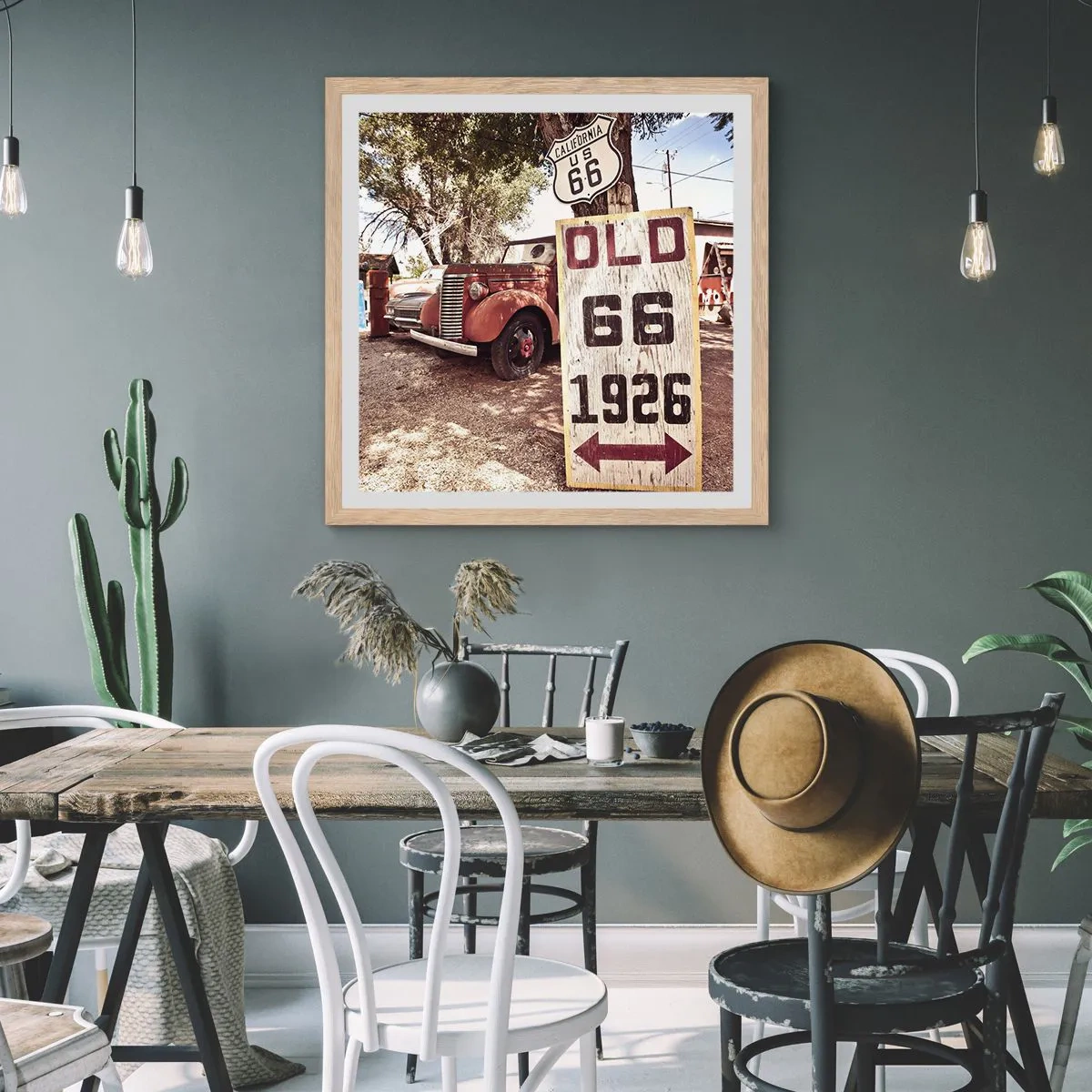 Poster in einem Rahmen aus heller Eiche - Die Legende der amerikanischen Provinz - 50x50 cm