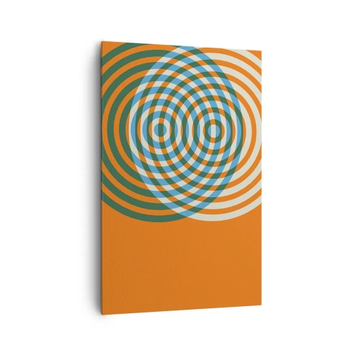 Bild auf Leinwand - Leinwandbild - Konzentrische Kreise auf orangefarbenem Hintergrund - 80x120cm - Abstrakte kreisförmige Variation - Moderne Wanddekoration für Wohnzimmer und Schlafzimmer ARTTOR