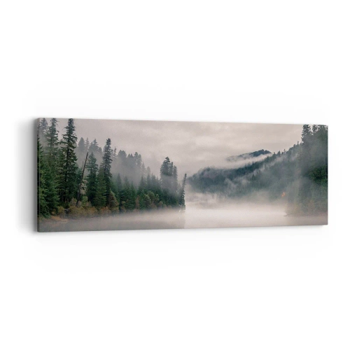 Bild auf Leinwand - Leinwandbild - In Reflexion, im Nebel - 90x30 cm