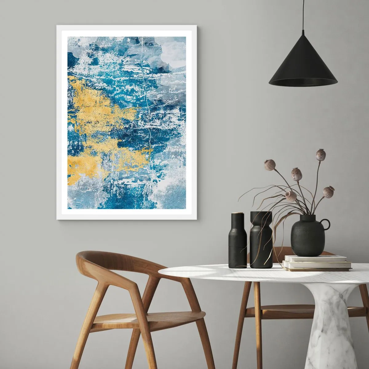 Poster in einem weißen Rahmen - Abstraktion voller Wetter - 61x91 cm