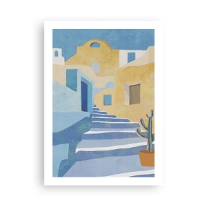 Poster - Mediterrane Architektur in Pastellfarben - 50x70cm - Ein Tag in einer arabischen Stadt - Moderne Wanddekoration für Wohnzimmer und Schlafzimmer ARTTOR