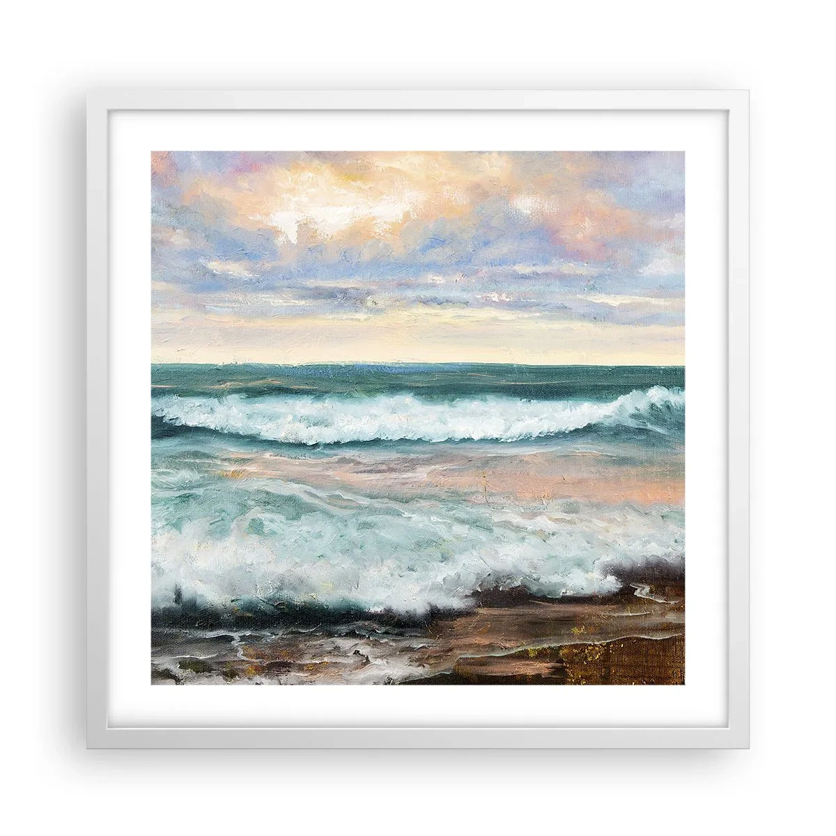 Poster in einem weißen Rahmen - Hier werden Sie Ihre Seele baumeln lassen - 50x50 cm