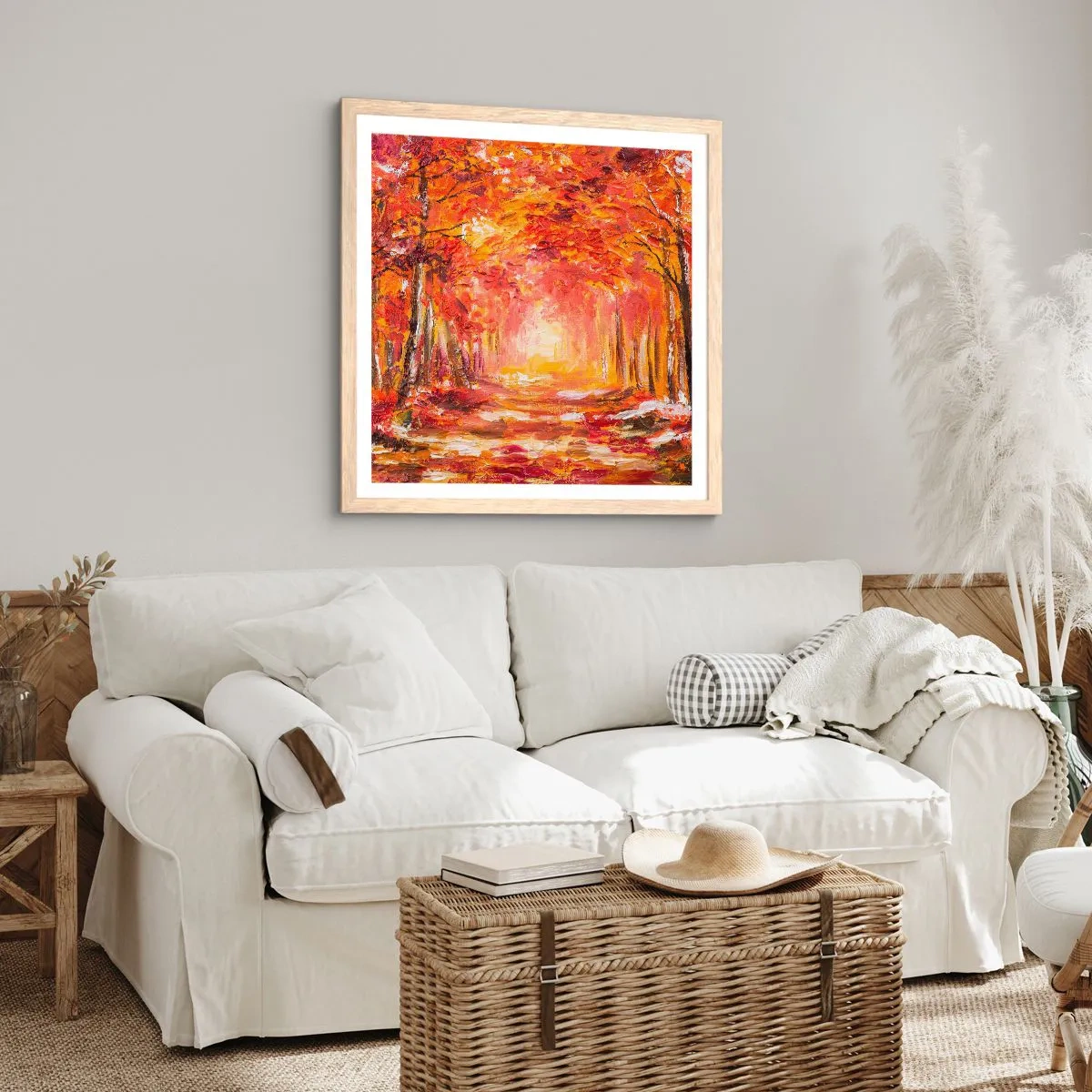 Poster in einem Rahmen aus heller Eiche - Kupferwald - 60x60 cm