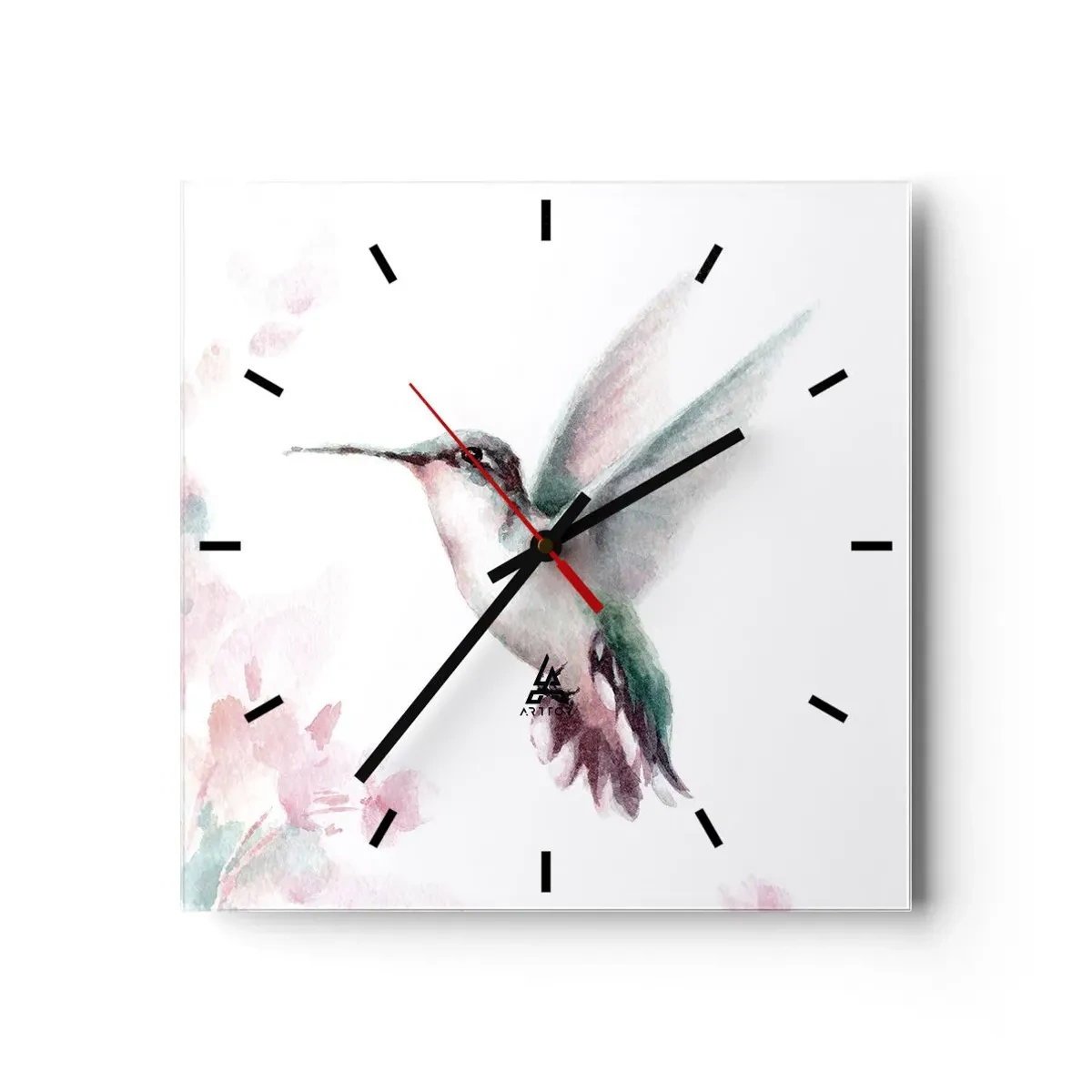 Wanduhr - Glasuhr - Im Flattern gehalten - 40x40 cm