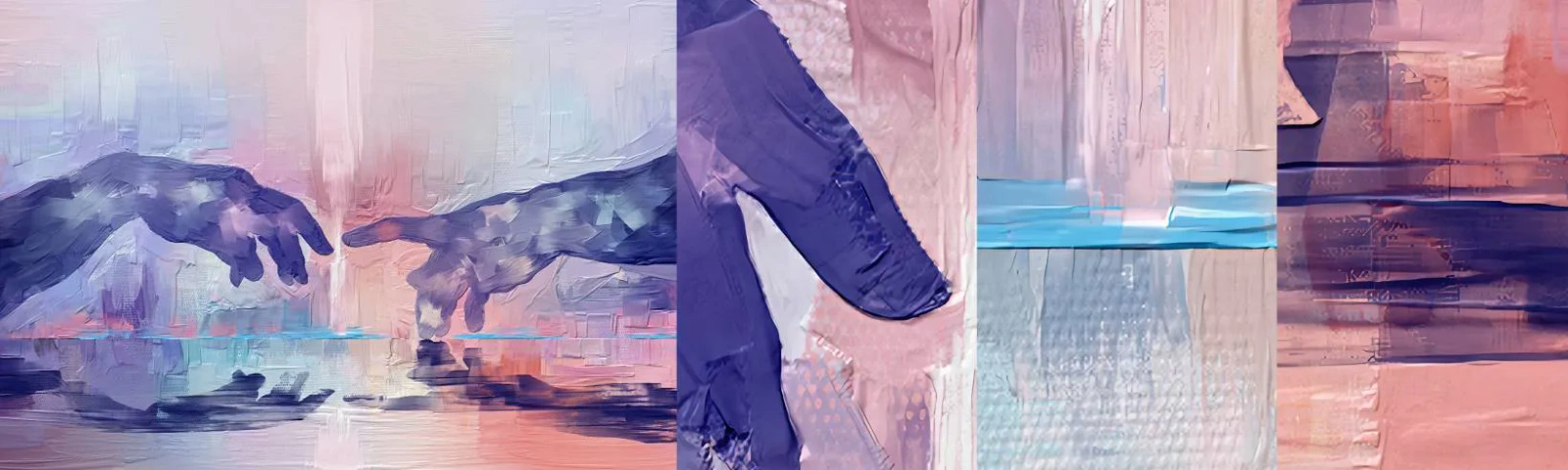 Fototapetenmuster Standard Eco - Göttlicher Funke des Lebens - Hände, Michelangelo, Stück - 100x30 cm