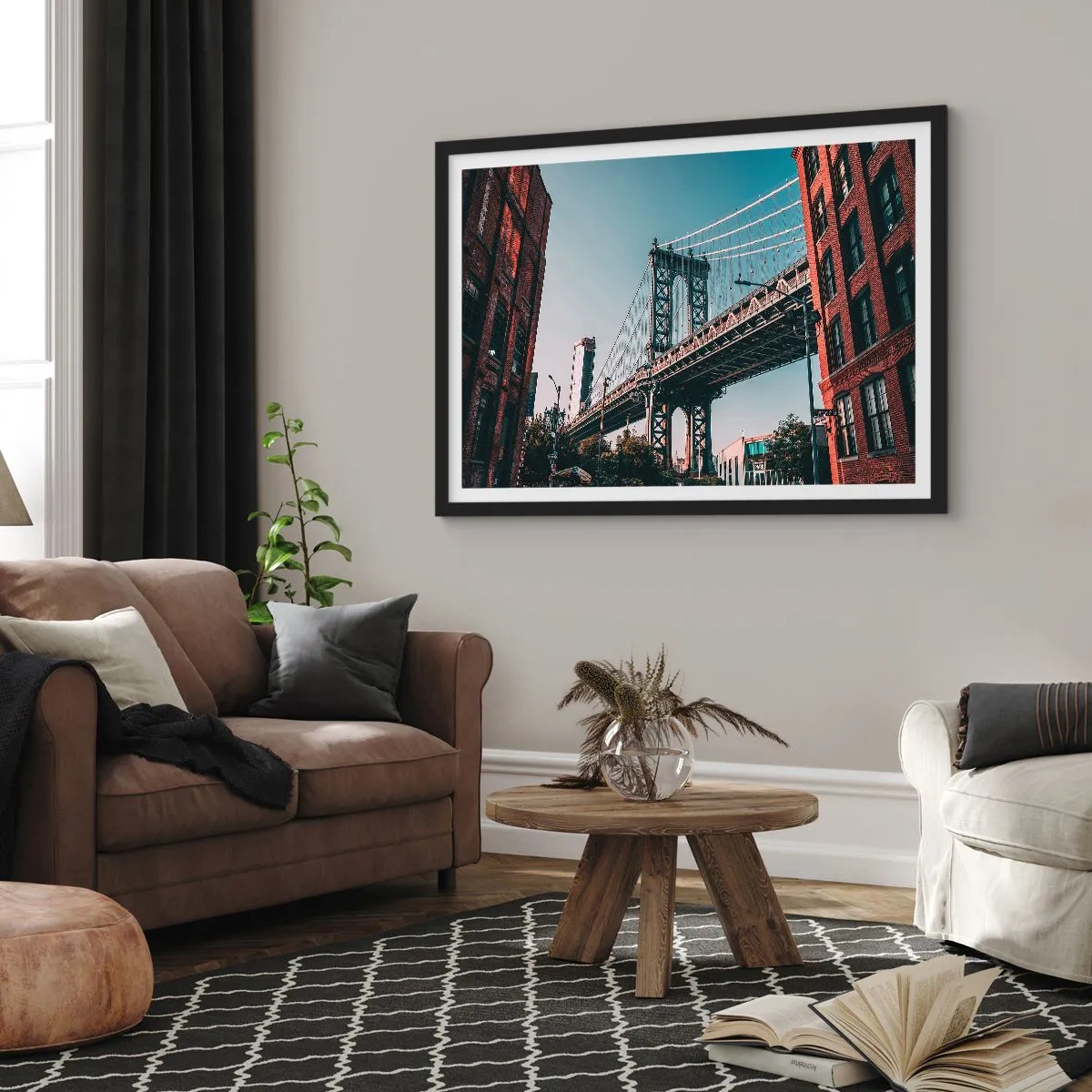 Poster in einem schwarzem Rahmen - Über den Wellen der Stadt - 40x30 cm