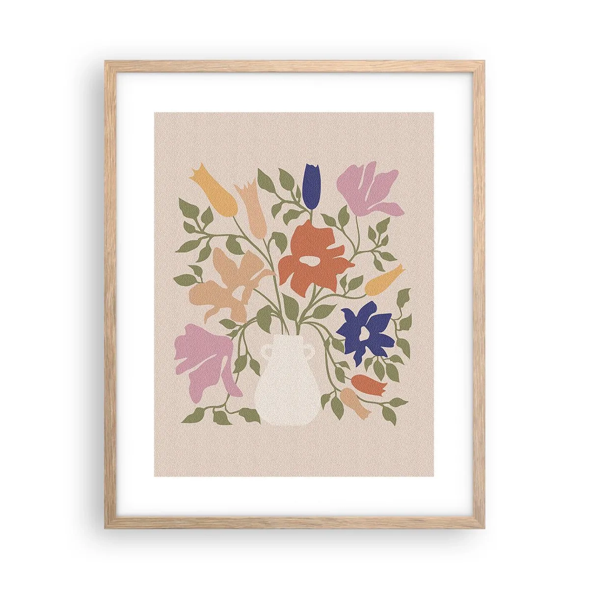 Poster in einem Rahmen aus heller Eiche - Zartes Bouquet - 40x50 cm