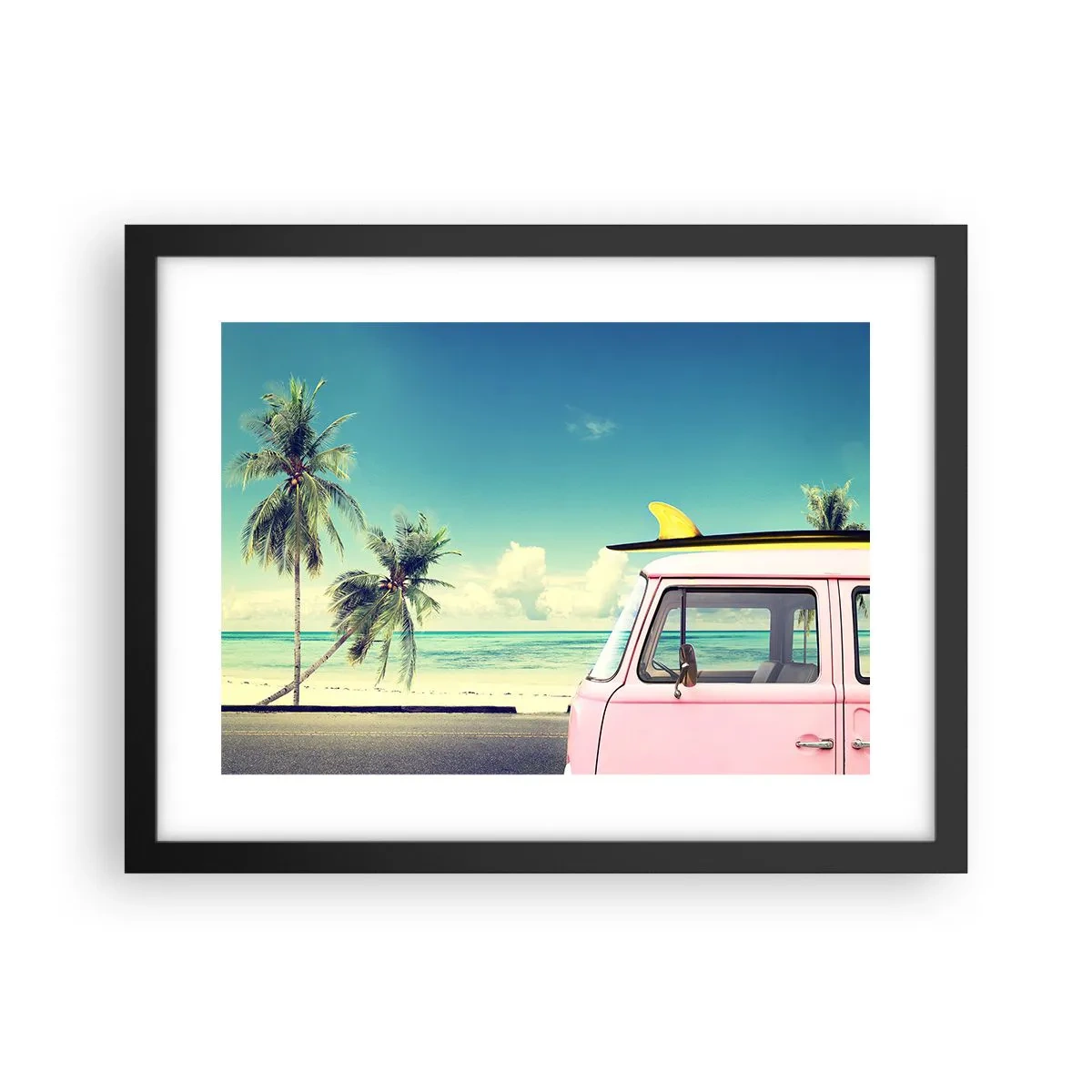 Poster in einem schwarzem Rahmen - Zeit um in die Ferien zu starten - 40x30 cm