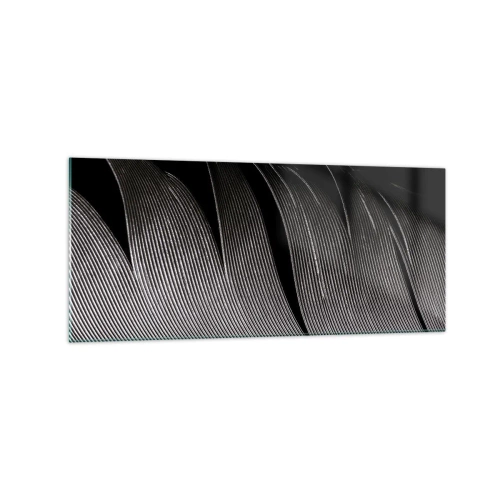 Glasbild - Bild auf glas - Schwarz-weiße Federstruktur im minimalistischen Stil - 120x50cm - Stift – ein wunderbares Design - Moderne Wanddekoration für Wohnzimmer und Schlafzimmer ARTTOR