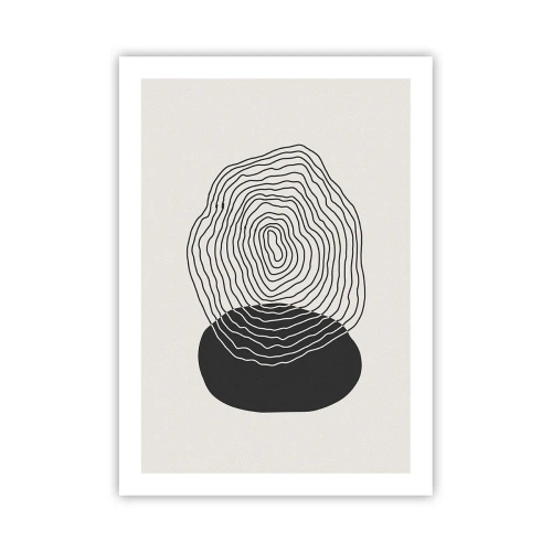 Poster - Schwarze Linien bilden eine abstrakte Form auf hellem Hintergrund - 50x70cm - Dauer und Schwingung - Moderne Wanddekoration für Wohnzimmer und Schlafzimmer ARTTOR