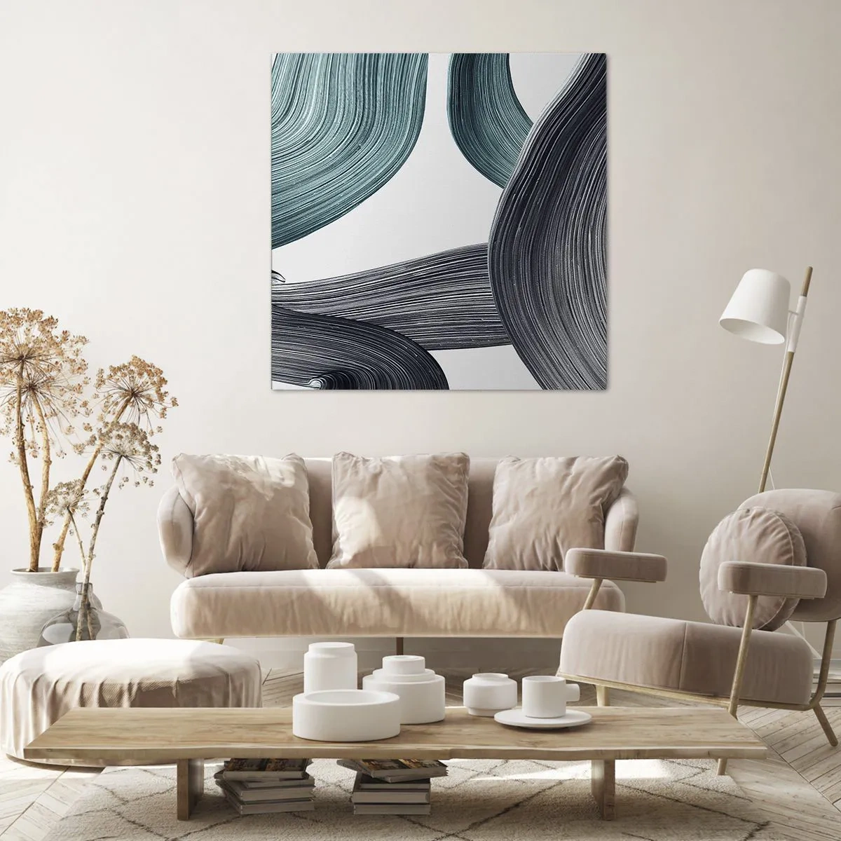 Bild auf Leinwand - Leinwandbild - Smaragdgrüne und schwarze Pfade - 50x50 cm