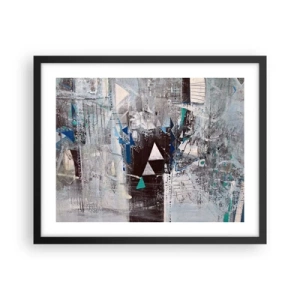 Poster in einem schwarzem Rahmen - Überschreibende Reihenfolge der Dreiecke - 50x40 cm