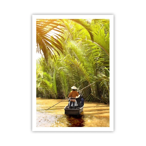 Poster - Eine Palmenschlucht entlang - 70x100 cm