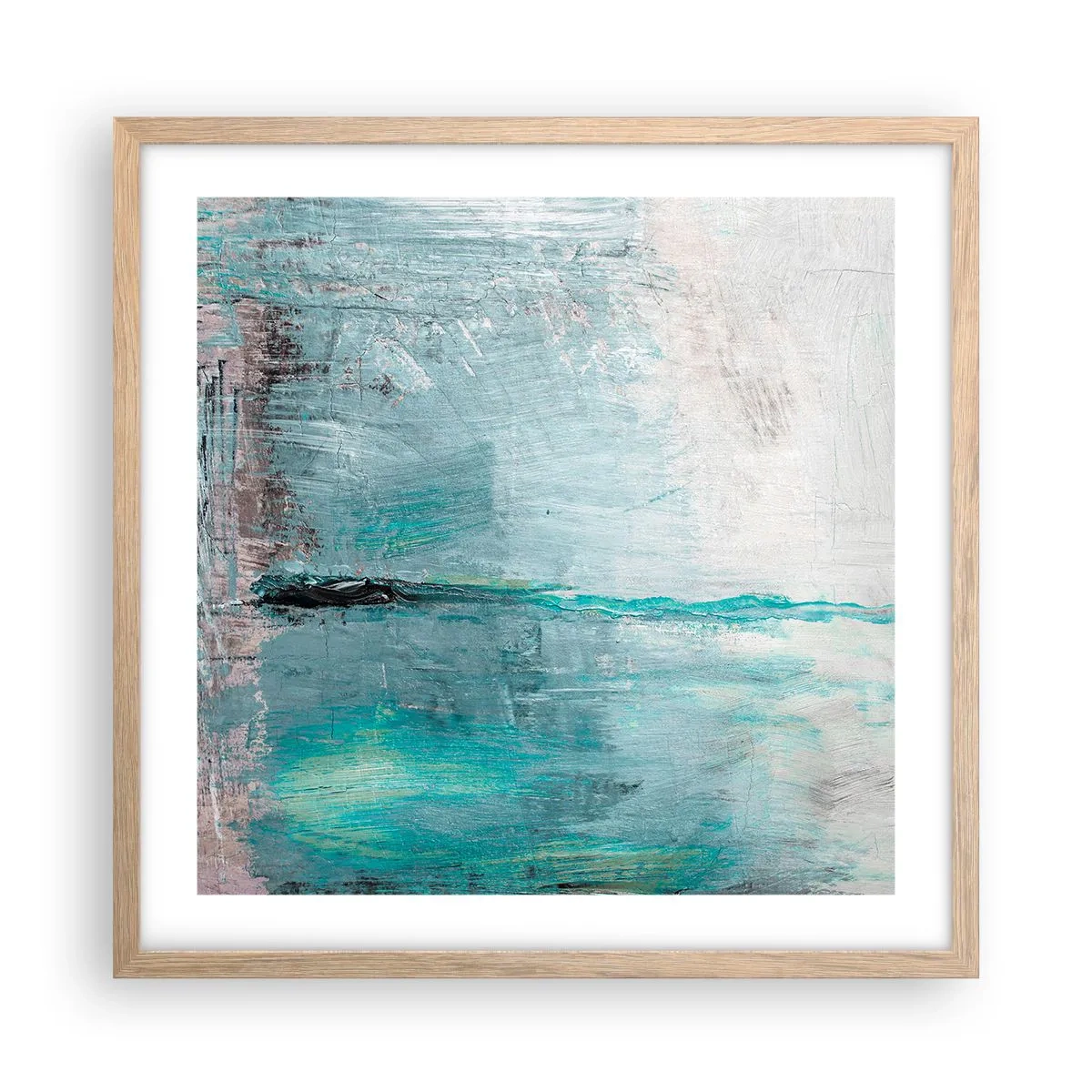 Poster in einem Rahmen aus heller Eiche - Horizontal in Blau - 50x50 cm