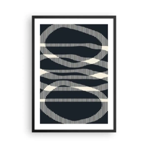 Poster in einem schwarzem Rahmen - Abstraktes geometrisches Motiv in Schwarz-Weiß-Tönen - 50x70cm - Ein Versuch, die Dunkelheit zu durchbrechen - Moderne Wanddekoration für Wohnzimmer und Schlafzimmer ARTTOR