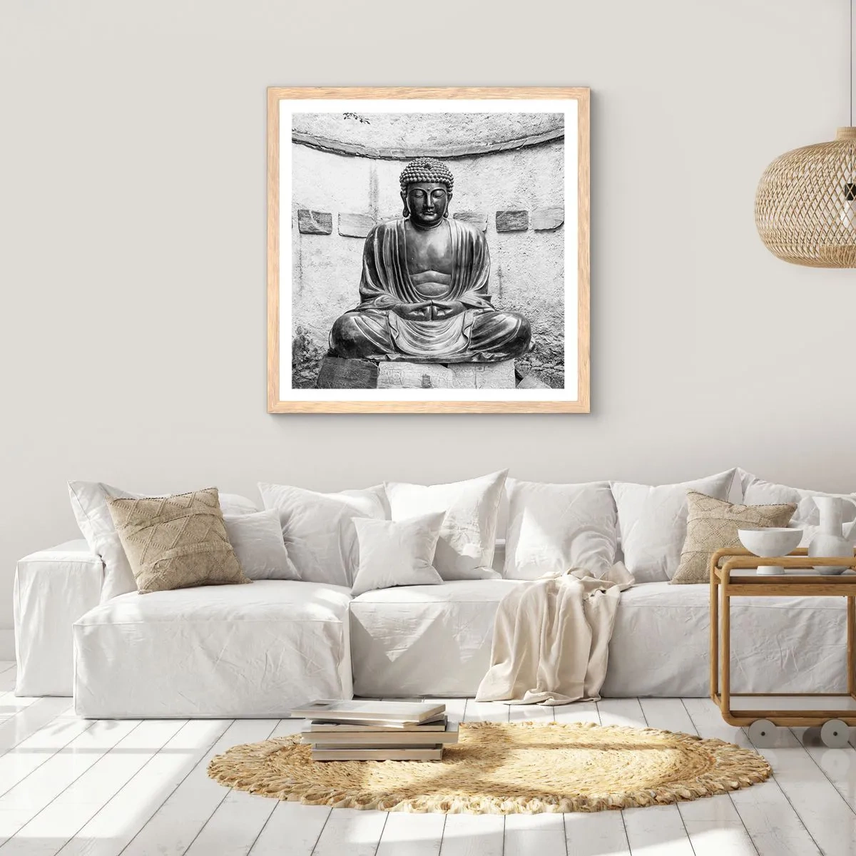 Poster in einem Rahmen aus heller Eiche - An der Quelle des Friedens - 30x30 cm