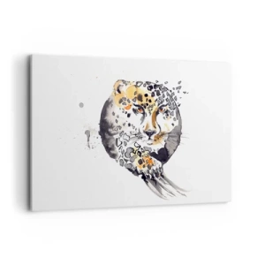 Bild auf Leinwand - Leinwandbild - Künstlerische Aquarellmalerei mit Gepardenmotiv - 120x80cm - Raubtierschönheit - Moderne Wanddekoration für Wohnzimmer und Schlafzimmer ARTTOR