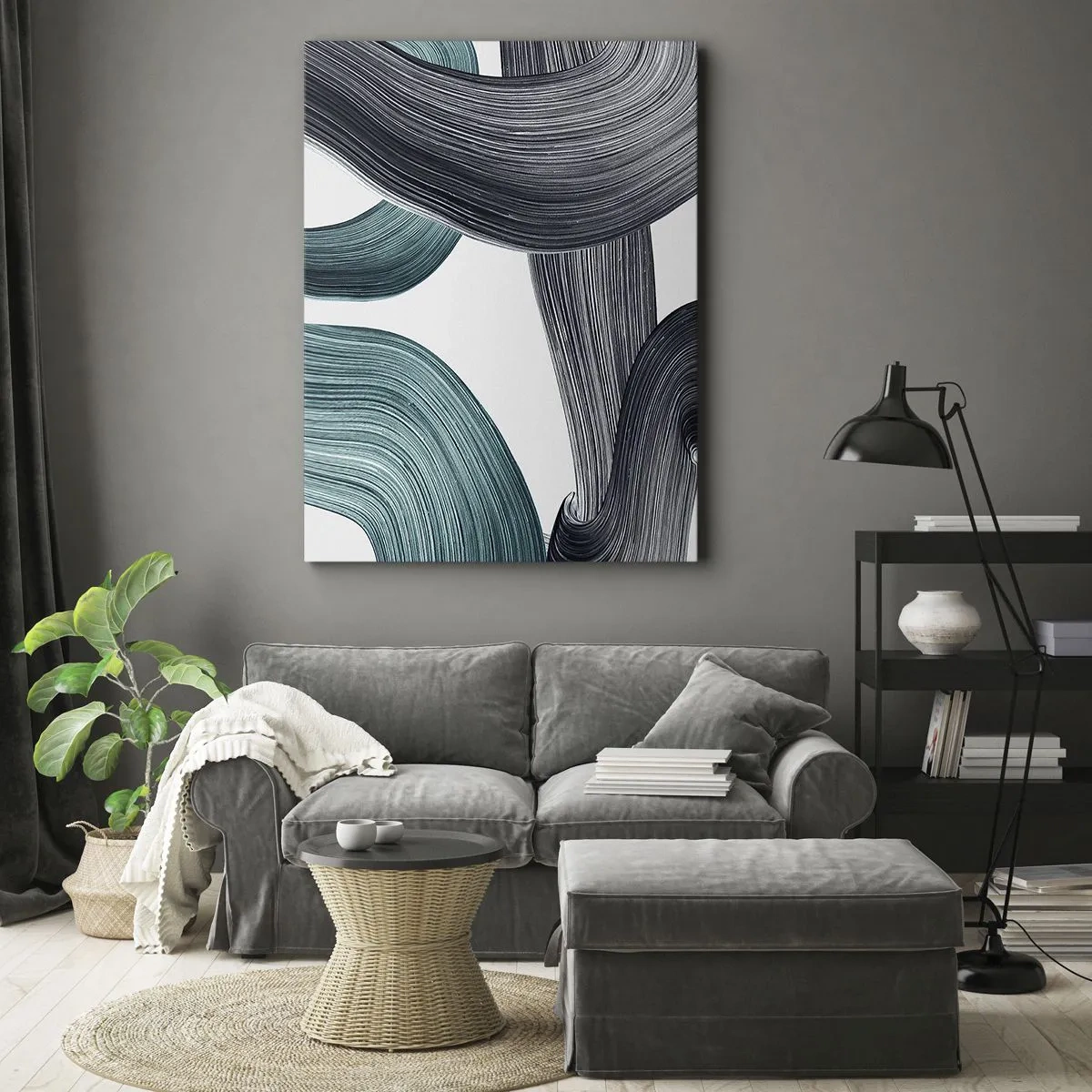 Bild auf Leinwand - Leinwandbild - Smaragdgrüne und schwarze Pfade - 55x100 cm