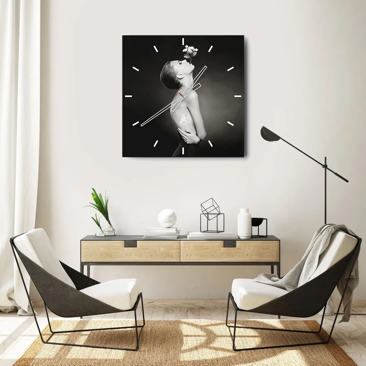 Wanduhr - Glasuhr - Exzentrische Eleganz - 40x40 cm