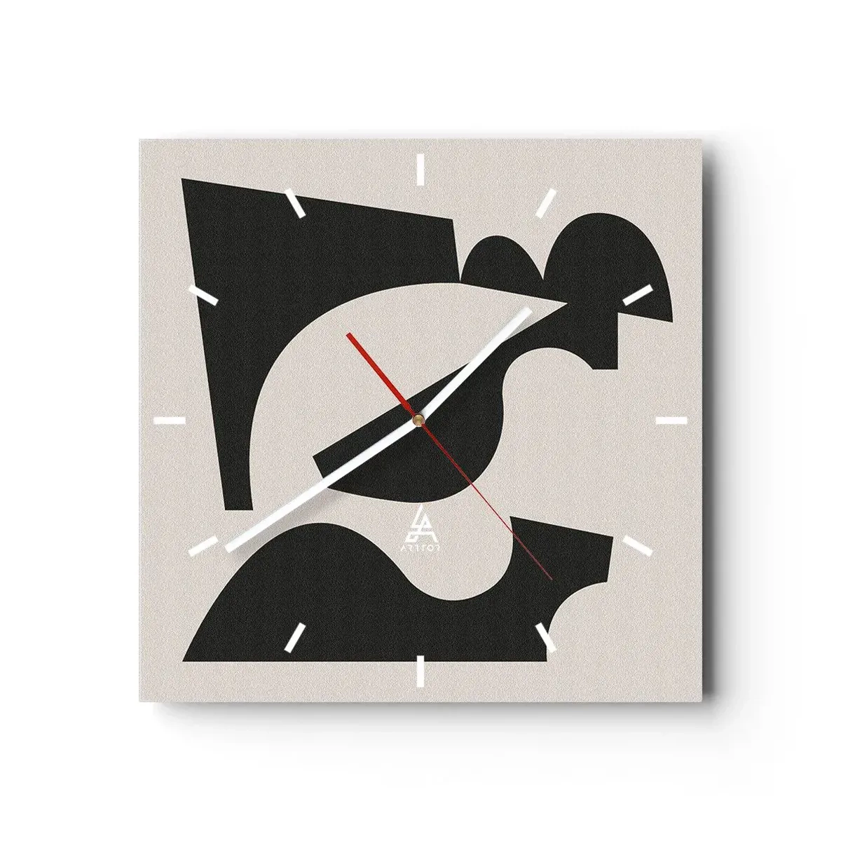 Wanduhr - Glasuhr - Abstrakte geometrische Komposition in Schwarz und Weiß - 30x30cm - Zum Selbstbauen - Moderne Wanddekoration für Wohnzimmer und Schlafzimmer ARTTOR